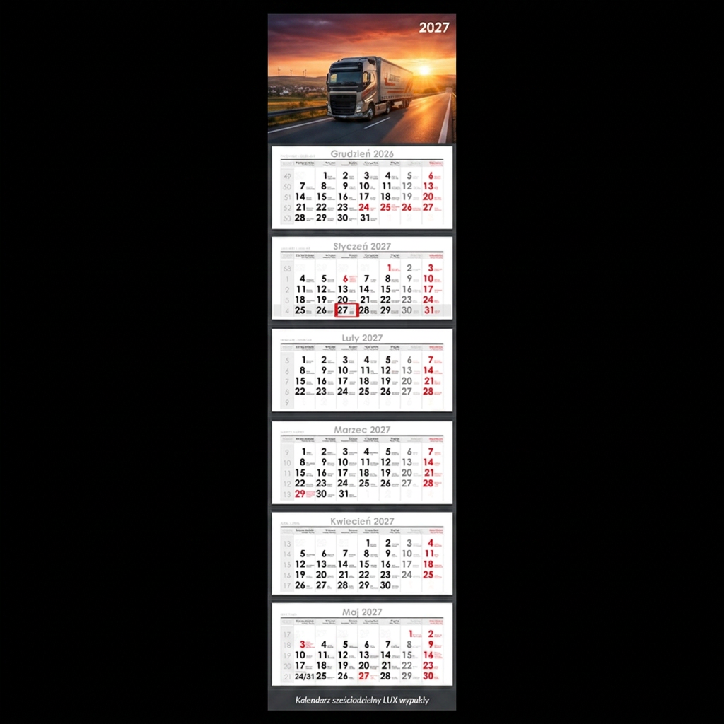 Kalendarz sześciodzielny LUX wypukły wall calendar