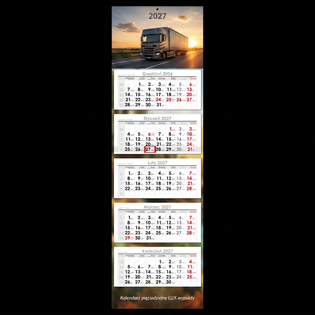 Kalendarz pięciodzielny LUX wypukły wall calendar